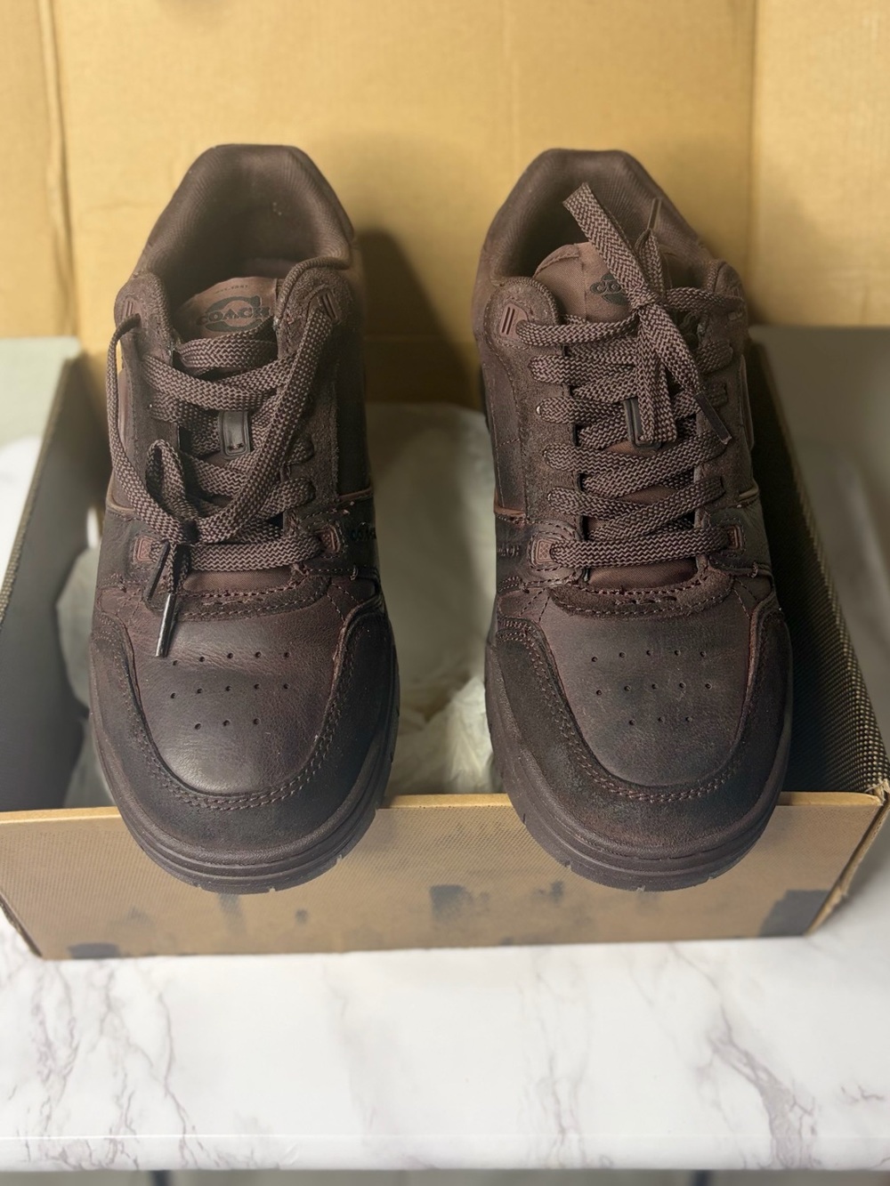 Coach Men's Dark Brown Leather Sneakers